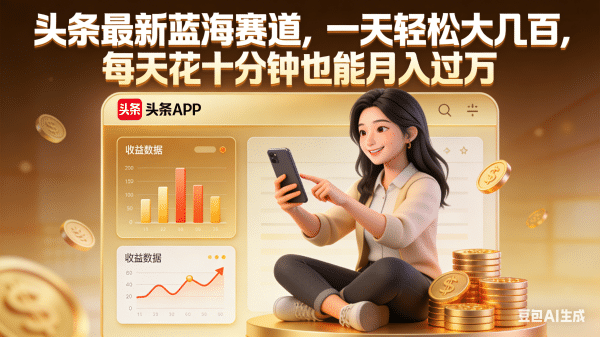 头条最新蓝海赛道，号称一天轻松大几百，每天花十分钟也能月入过万-三青创库