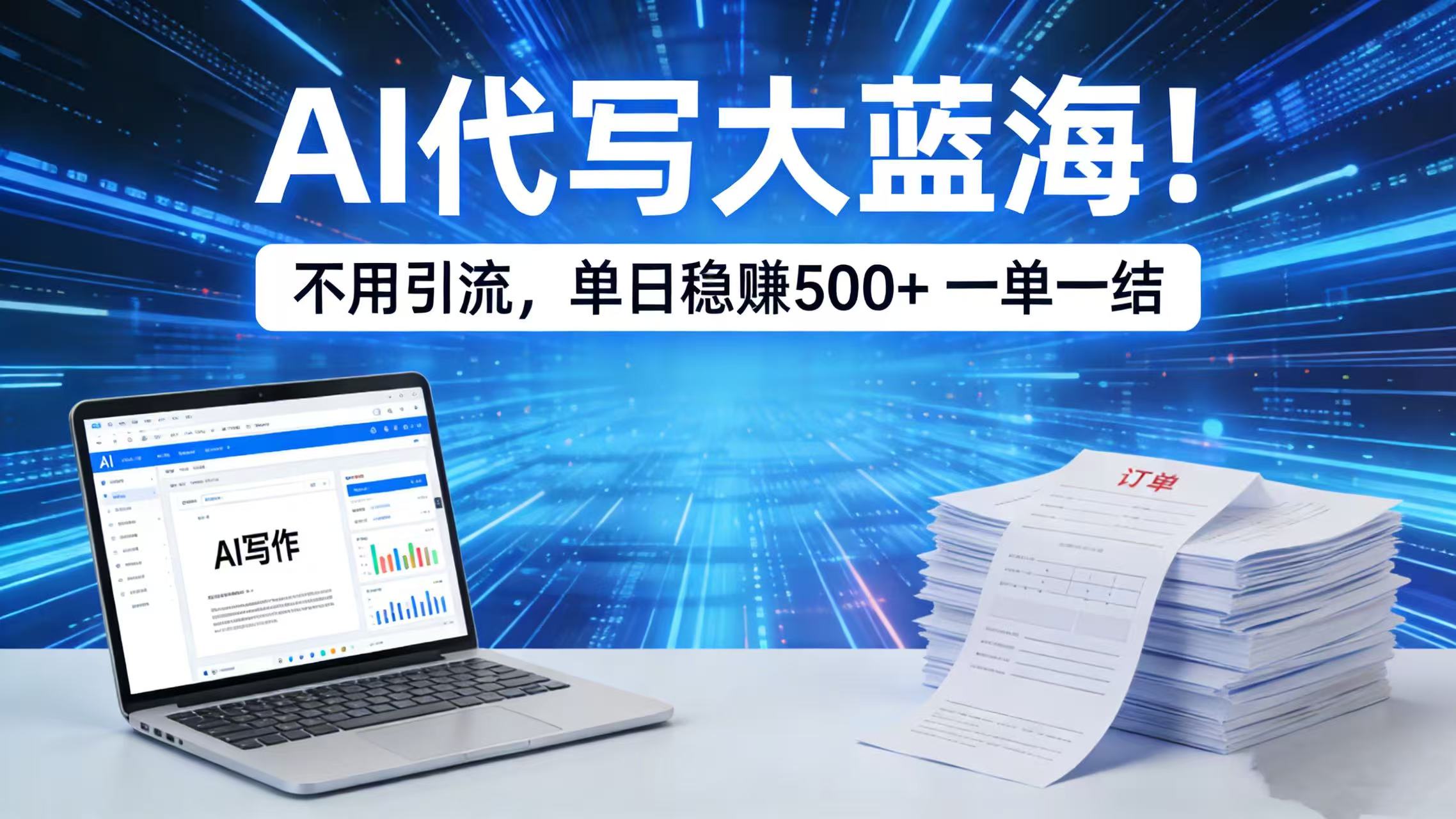 AI 代写大蓝海！不用引流，号称单日稳赚 500 +，一单一结-三青创库