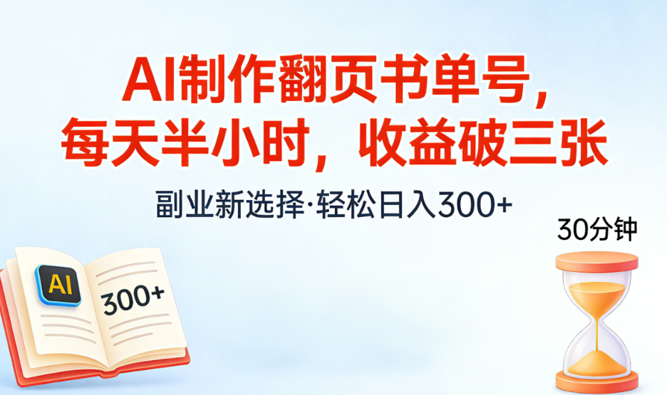 AI制作翻页书单号，每天半小时，小白轻松上手-三青创库
