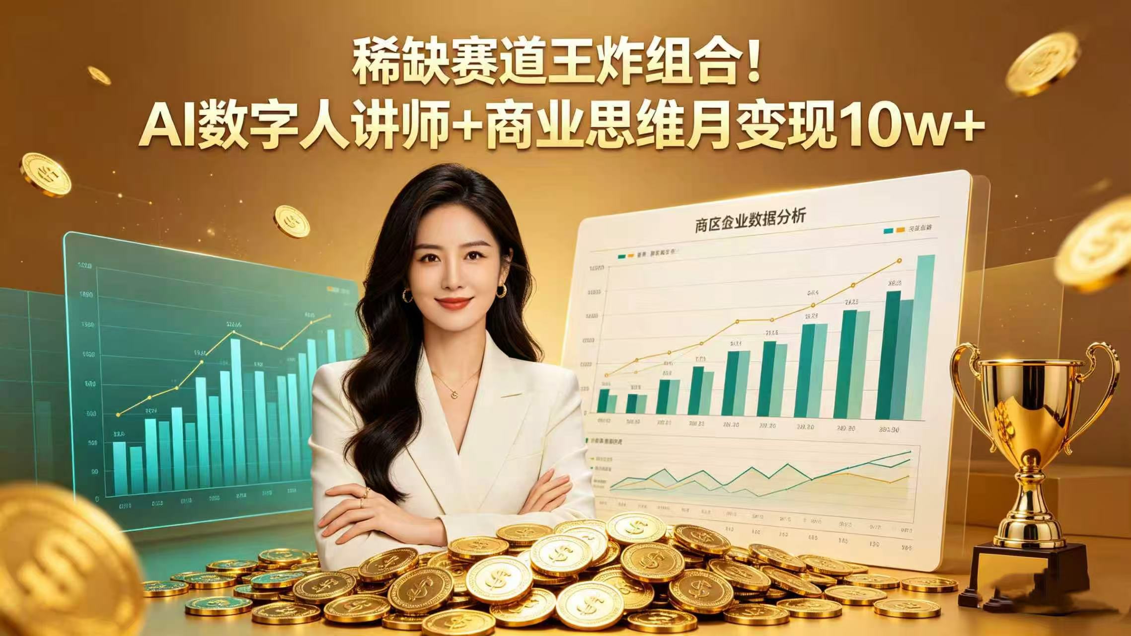 稀缺赛道王炸组合！AI 数字人讲师 + 商业思维，号称月变现 10w+-三青创库