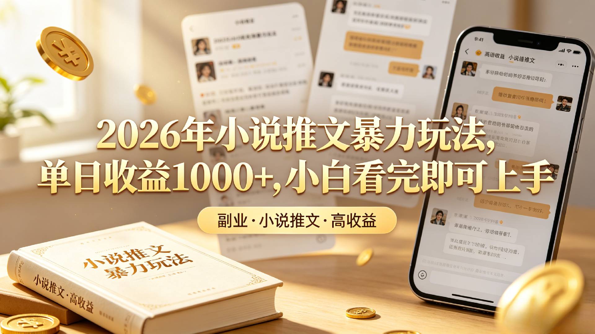 2026年小说推文暴力玩法,单日收益1000+,小白看完即可上手-三青创库
