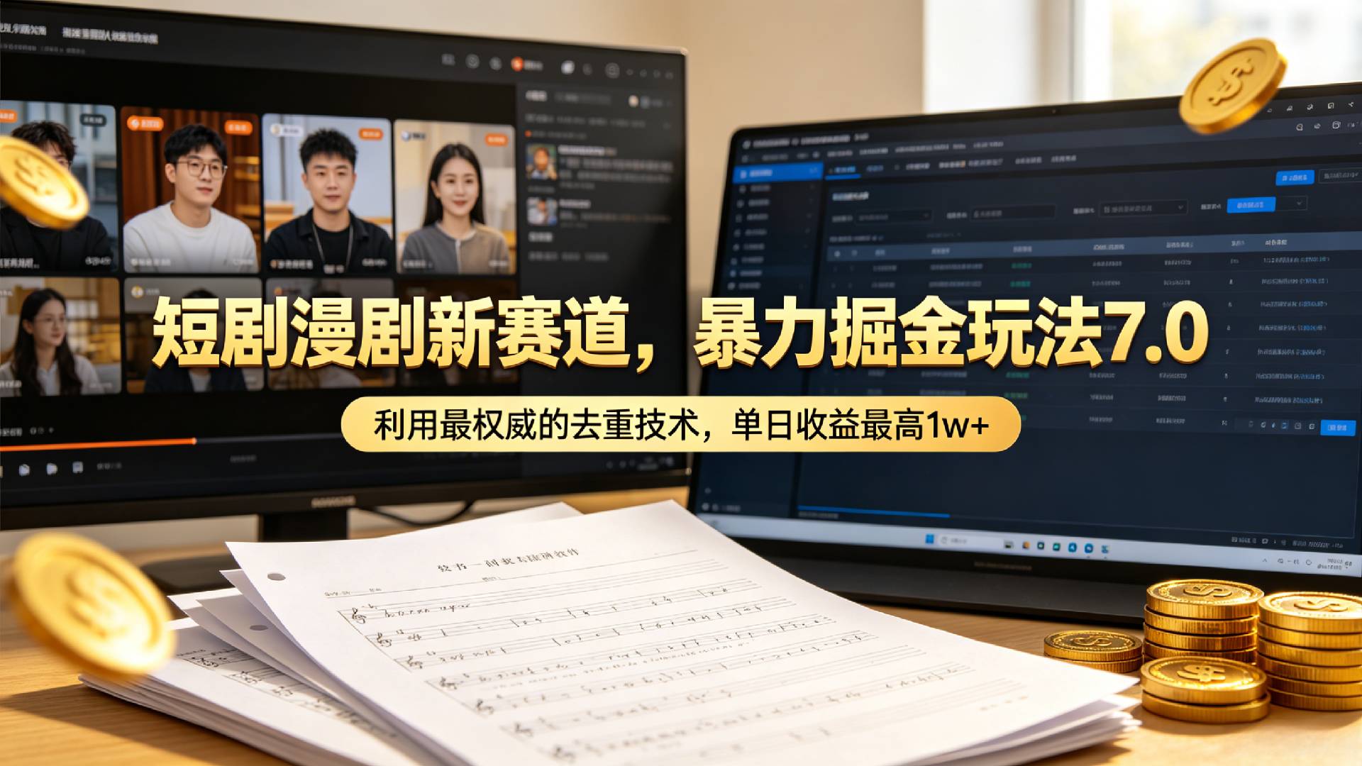 短剧漫剧新赛道，暴力掘金玩法7.0，利用最权威的去重技术，号称单日可收益最高1w+-三青创库