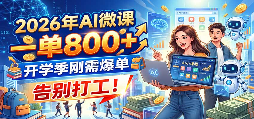 2026年AI微课,一单800+,开学季刚需爆单,告别打工!-三青创库